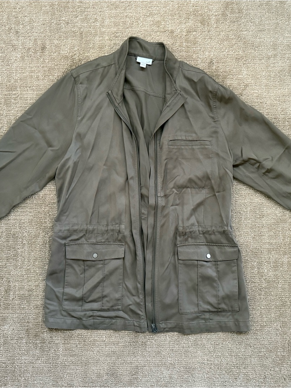 J. Jill Olive Green Field Jacket with Front Flap Pockets